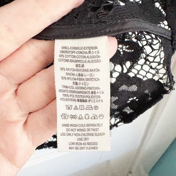 Free People FP Sweet Meadow Dreams Black Lace Halter Top Sheer Size Large L Boho - Picture 7 of 14